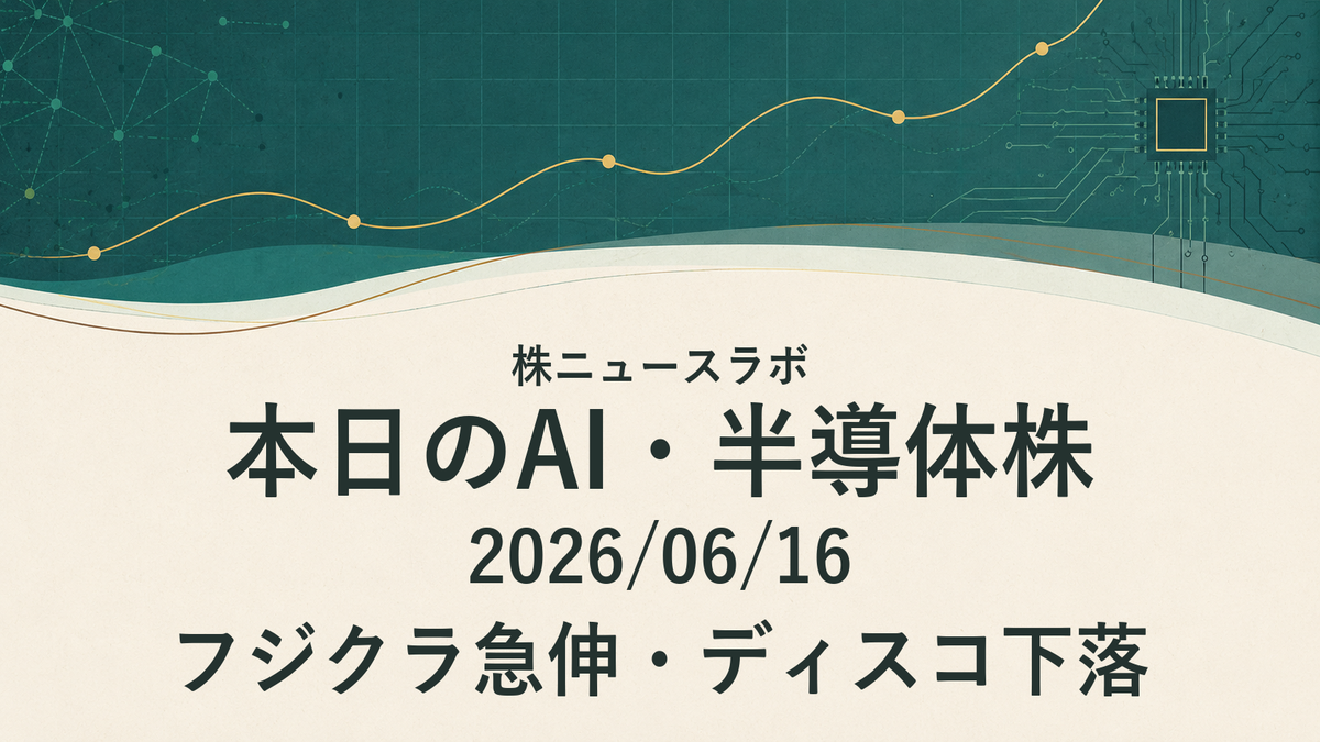 フジクラ急伸・ディスコ下落｜本日のAI・半導体株｜2026/06/16