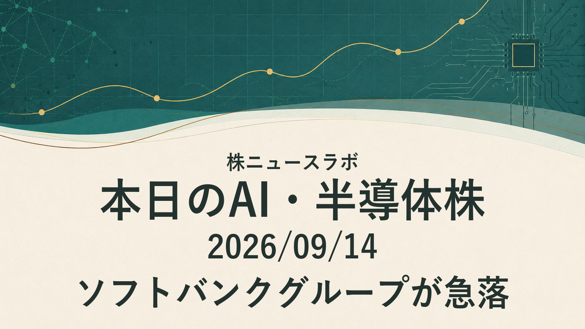 ソフトバンクグループが急落｜本日のAI・半導体株｜2026/09/14